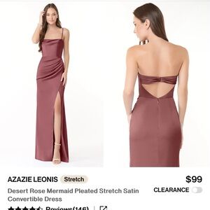 Azazie Leonis Stretch Satin Dress in Desert Rose